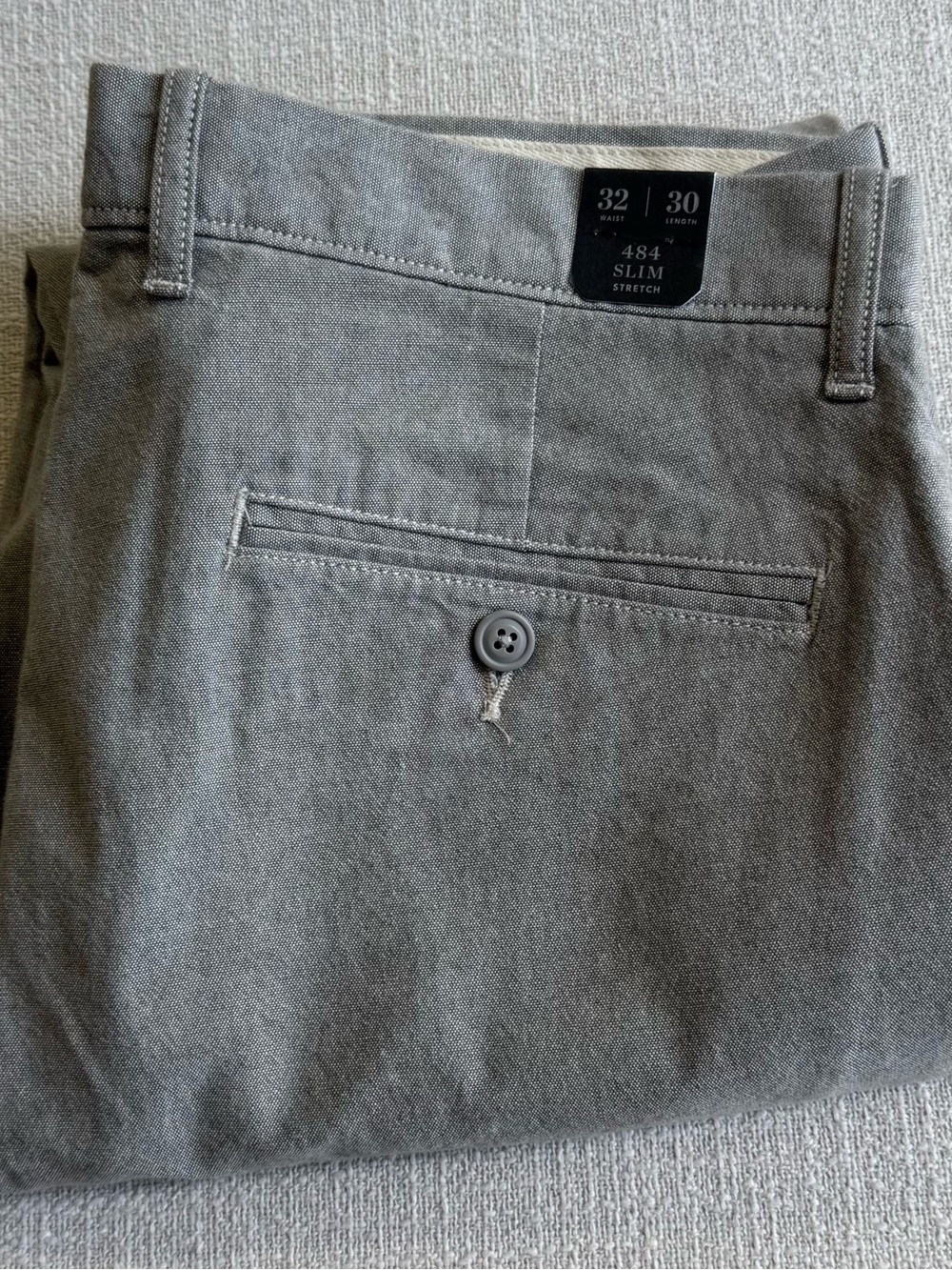 J. Crew Mens Slim Stretch Chino Pants - Gray Cotton 32 x 30 NWT